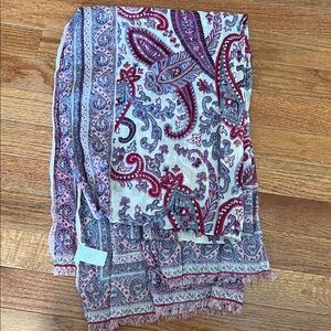 J. Jill Pink & Purple Paisley Lightweight Scarf OS
